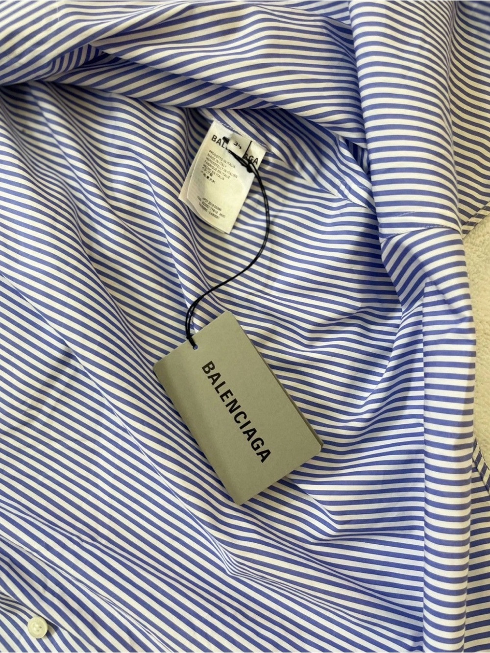 Balenciaga ShortSleeved Men's Blue & White Striped Dress Shirt . Fits like a XXL - Picture 4 of 6